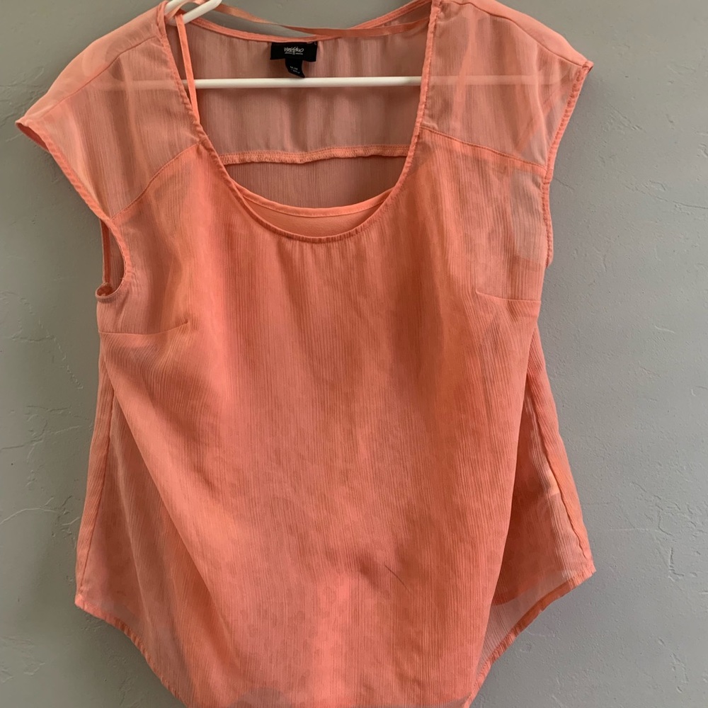 Peach blouse with light leopard print